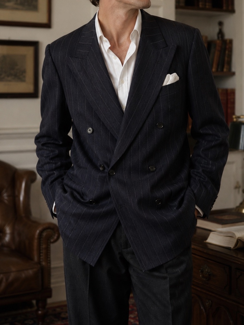 Alexandre London Alan Dunn Wool Cashmere Pinstripe Blazer Men’s 46R England
